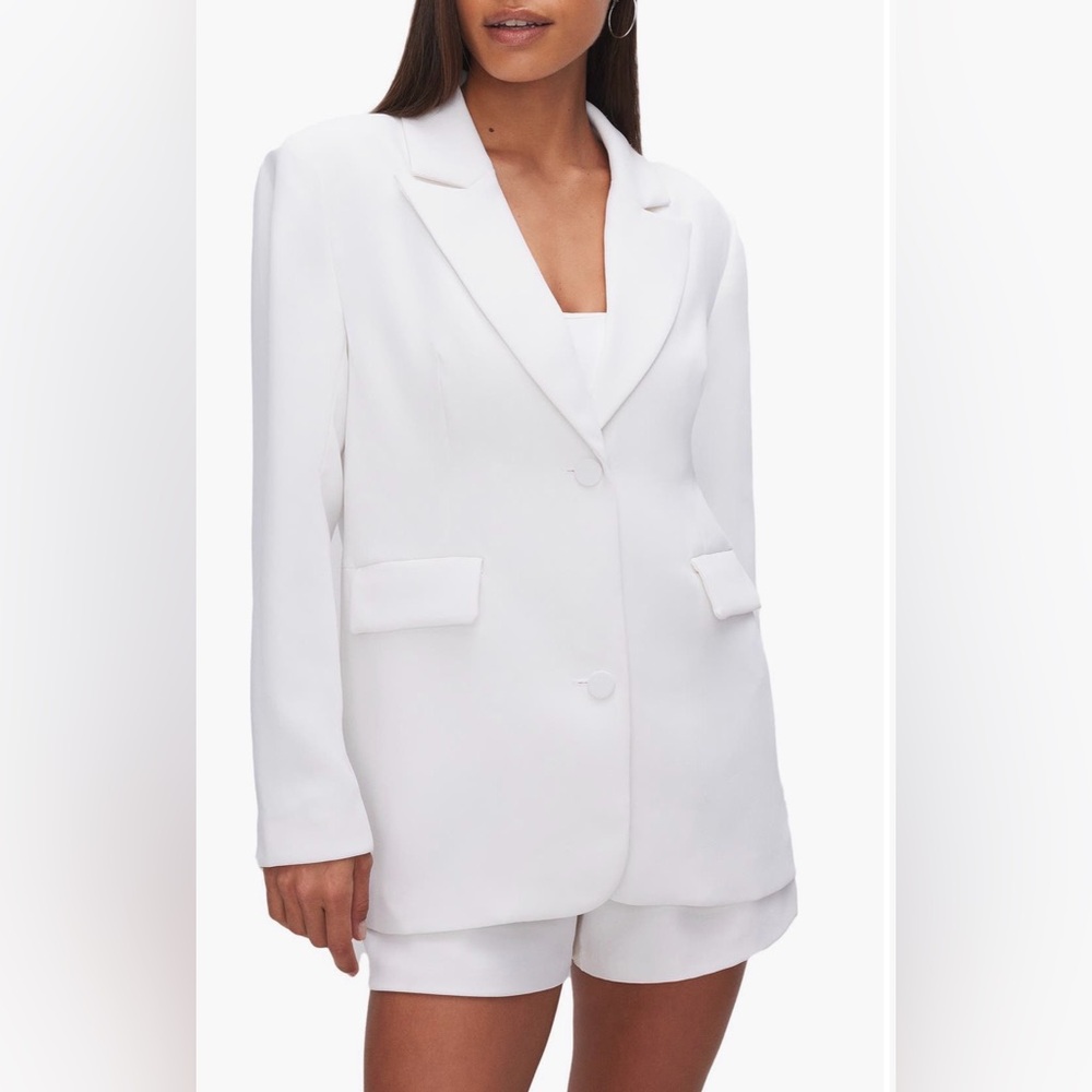 Good American Luxe Suiting Boyfriend Blazer S/M $169 NWT Ivory
